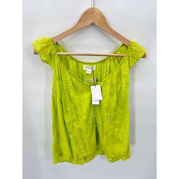 VELVET by GRAHAM & SPENCER NWT Coco Cotton Eyelet Ruffle Tank Blouse Top // L - Picture 3 of 14